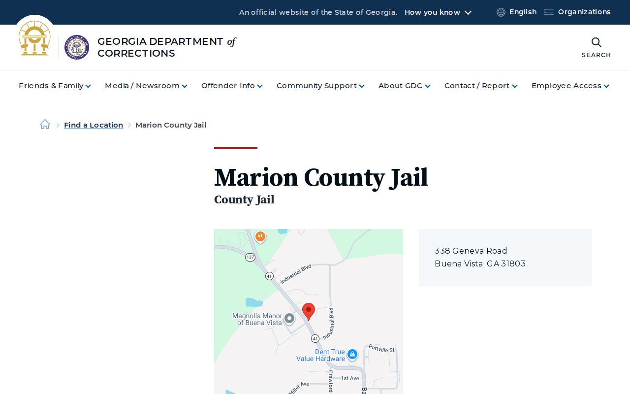 Official GDC listing for Marion County Jail release records