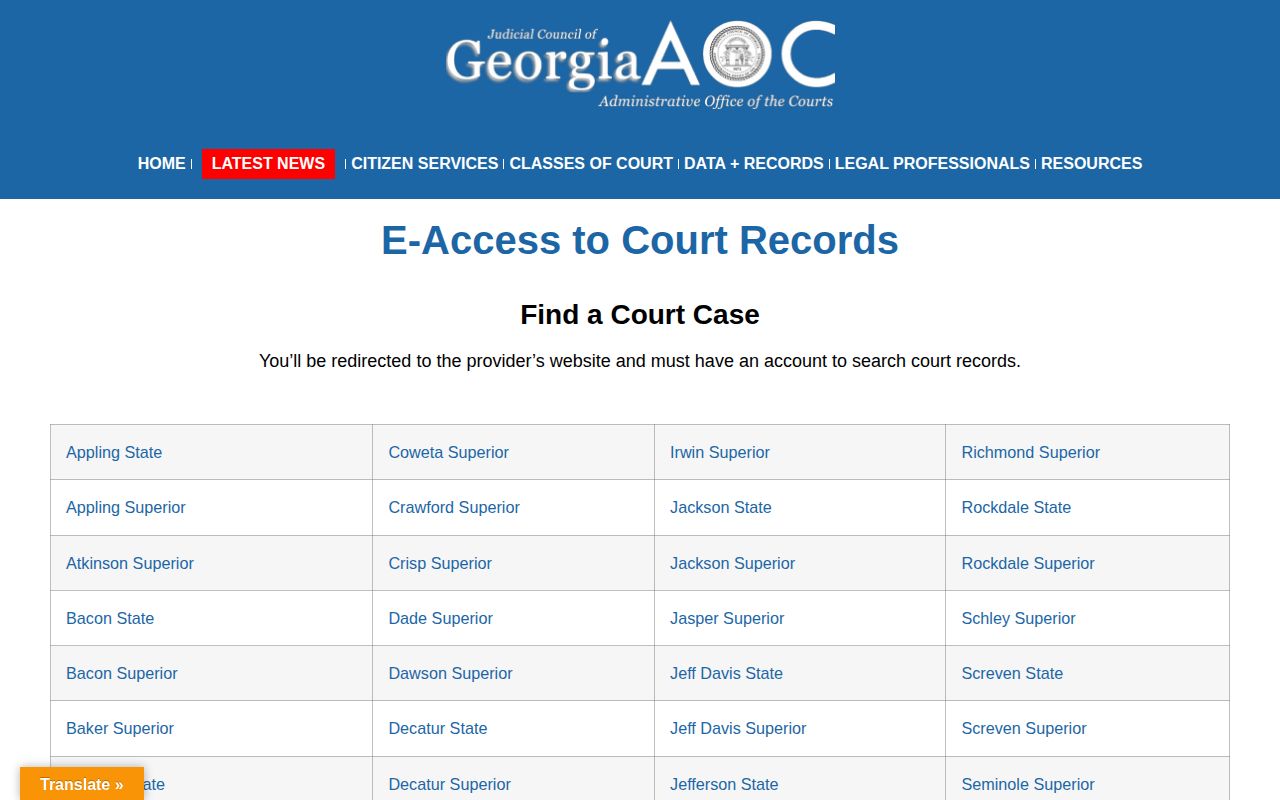 Georgia court records access for Marion County release confirmation